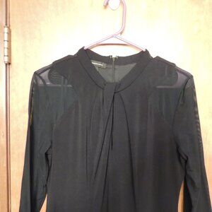 INC International Concepts Black Sheer Sleeve Midi Dress Size L